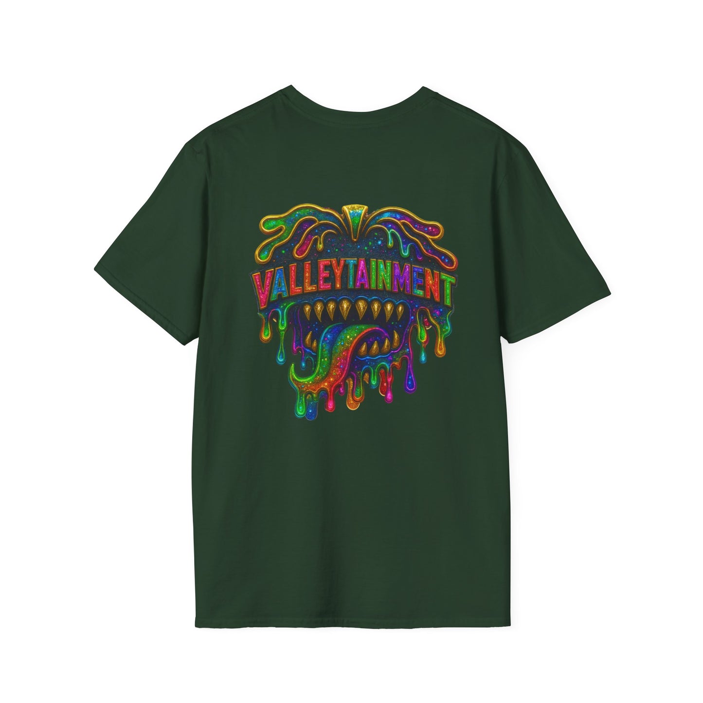 TRIP THA DEMON: The Rainbow-Spitting Streetwear Devil Taking Over the Culture
Valleytainment' Design on back Vibrant Unisex T-Shirt for Festivals, Streetwear, Gift