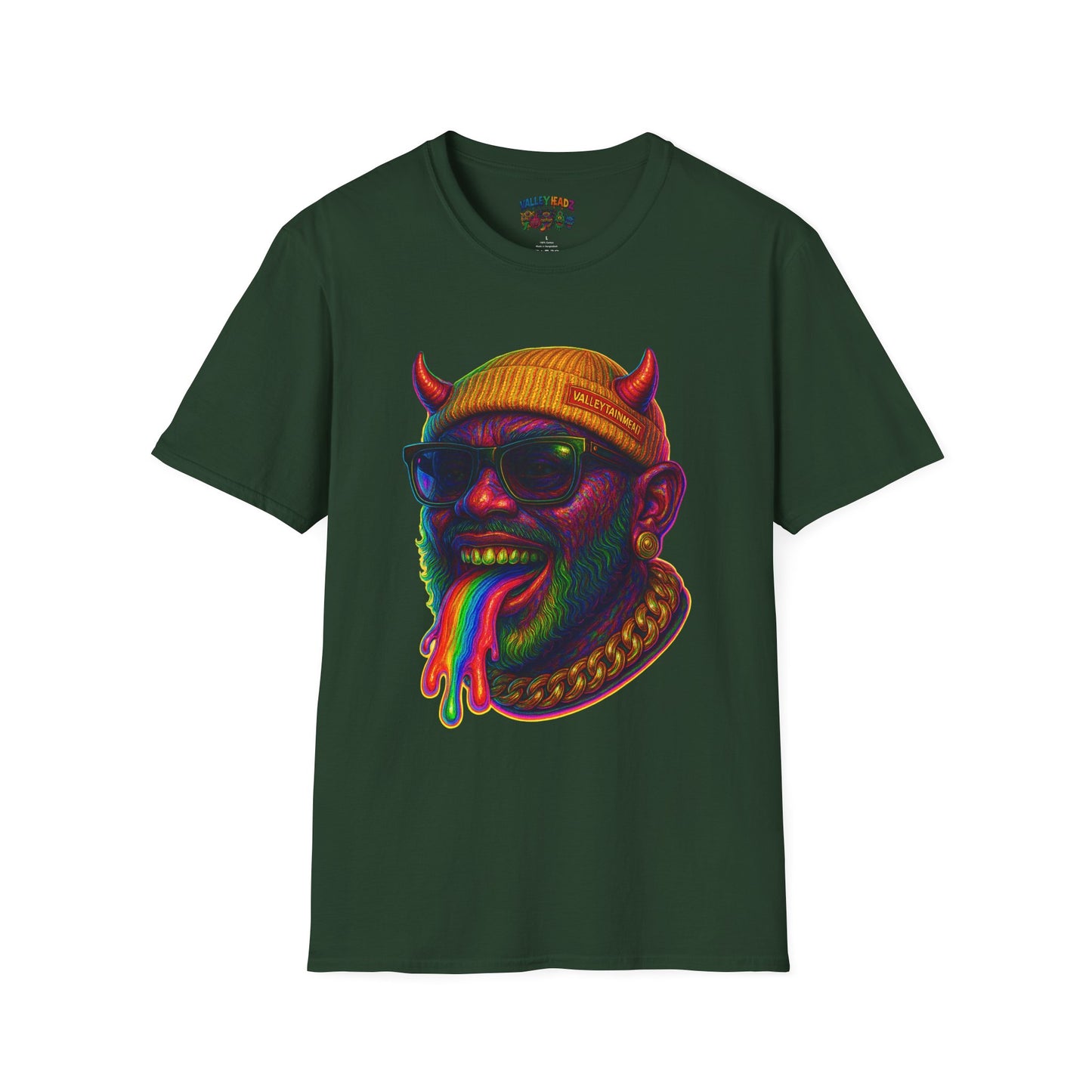 TRIP THA DEMON: The Rainbow-Spitting Streetwear Devil Taking Over the Culture
Valleytainment' Design on back Vibrant Unisex T-Shirt for Festivals, Streetwear, Gift