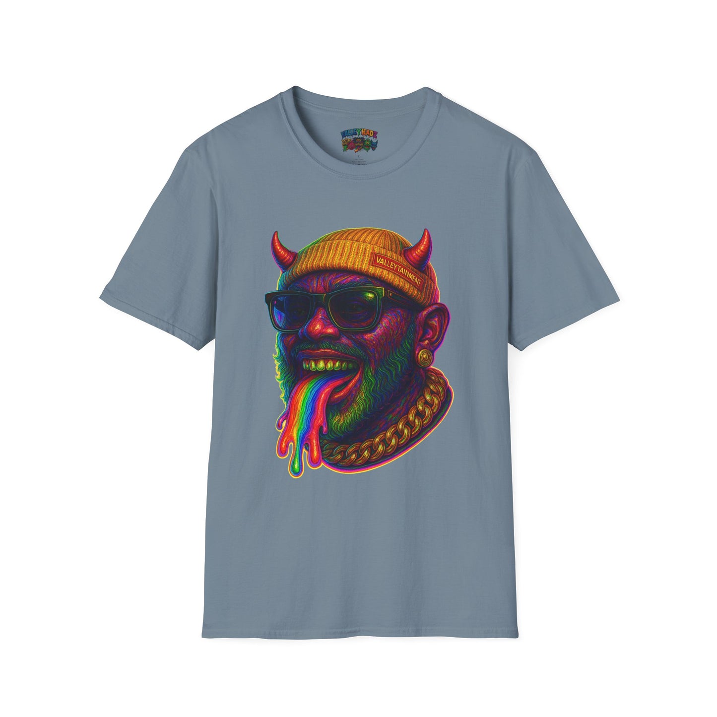 TRIP THA DEMON: The Rainbow-Spitting Streetwear Devil Taking Over the Culture
Valleytainment' Design on back Vibrant Unisex T-Shirt for Festivals, Streetwear, Gift