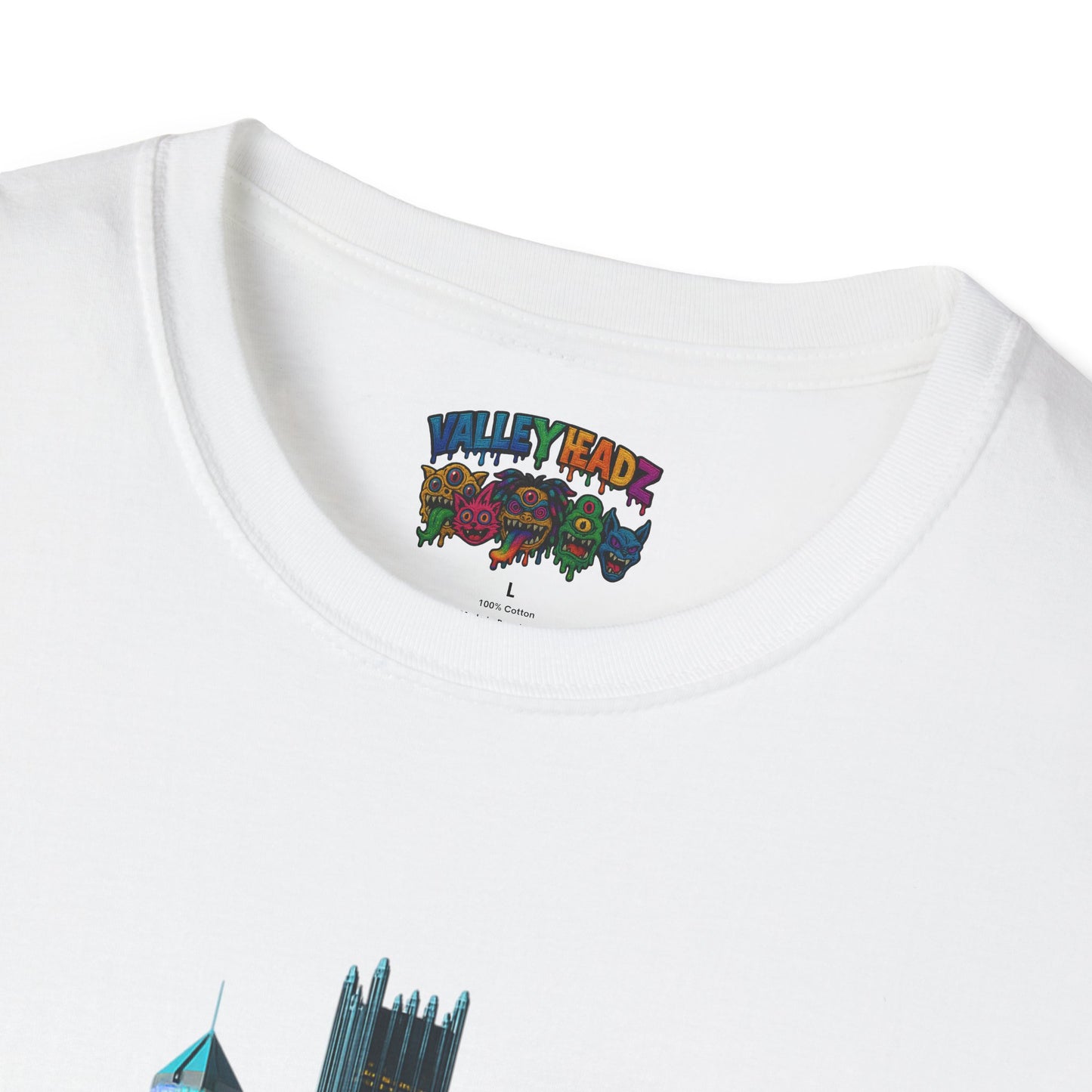 🌐 “Valley Worldz: Steel-City Sphere” Unisex Softstyle Tee 🌐