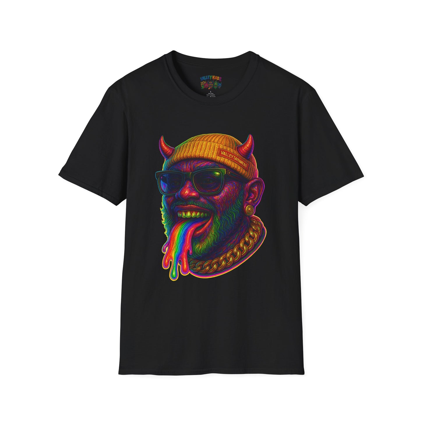 TRIP THA DEMON: The Rainbow-Spitting Streetwear Devil Taking Over the Culture
Valleytainment' Design on back Vibrant Unisex T-Shirt for Festivals, Streetwear, Gift