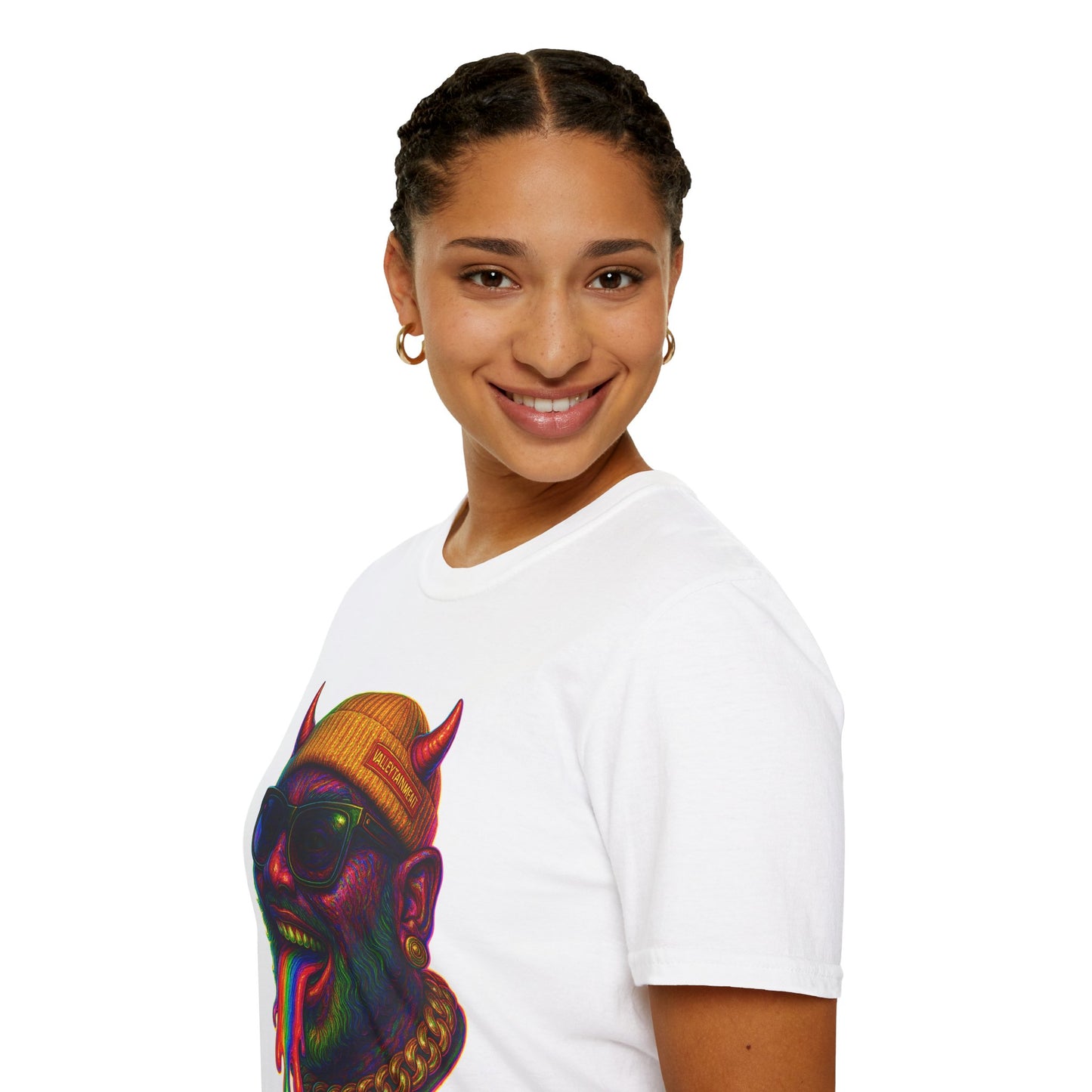TRIP THA DEMON: The Rainbow-Spitting Streetwear Devil Taking Over the Culture
Valleytainment' Design on back Vibrant Unisex T-Shirt for Festivals, Streetwear, Gift