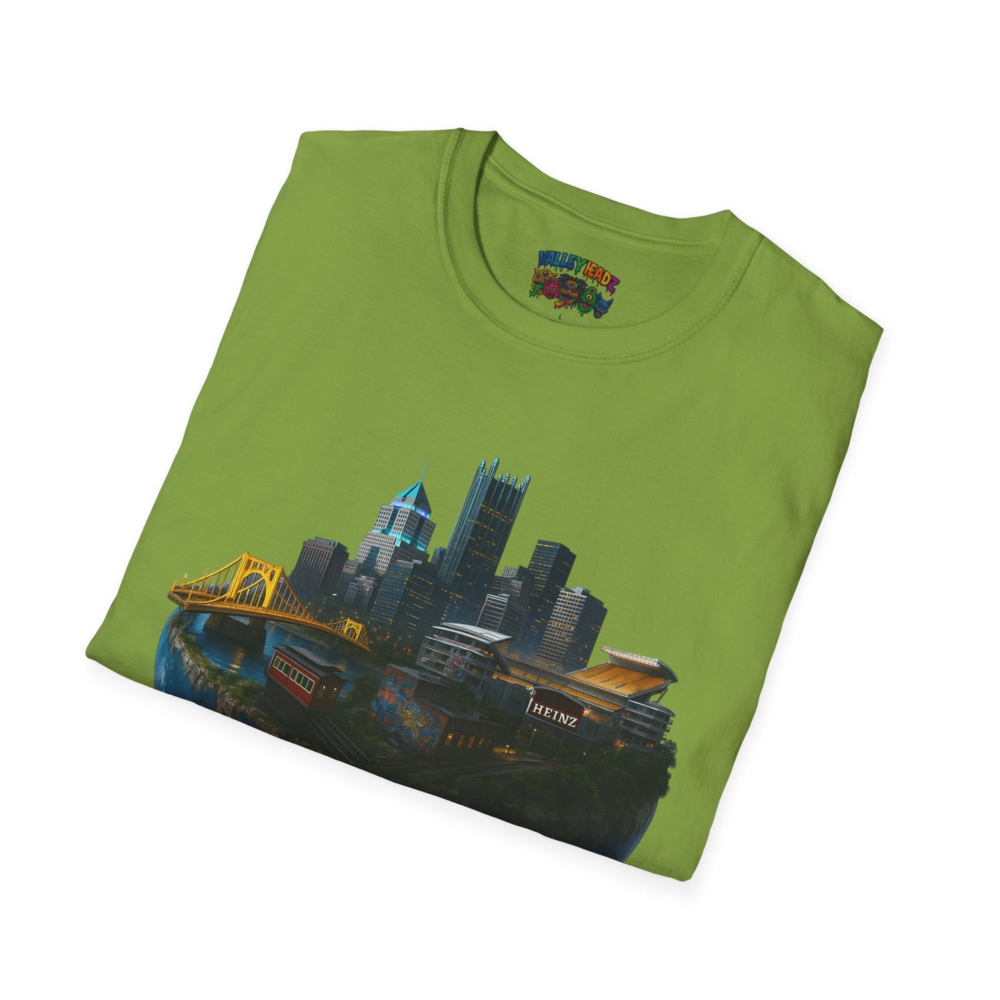 🌐 “Valley Worldz: Steel-City Sphere” Unisex Softstyle Tee 🌐
