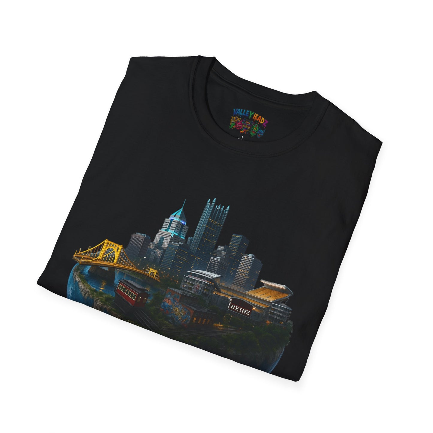 🌐 “Valley Worldz: Steel-City Sphere” Unisex Softstyle Tee 🌐