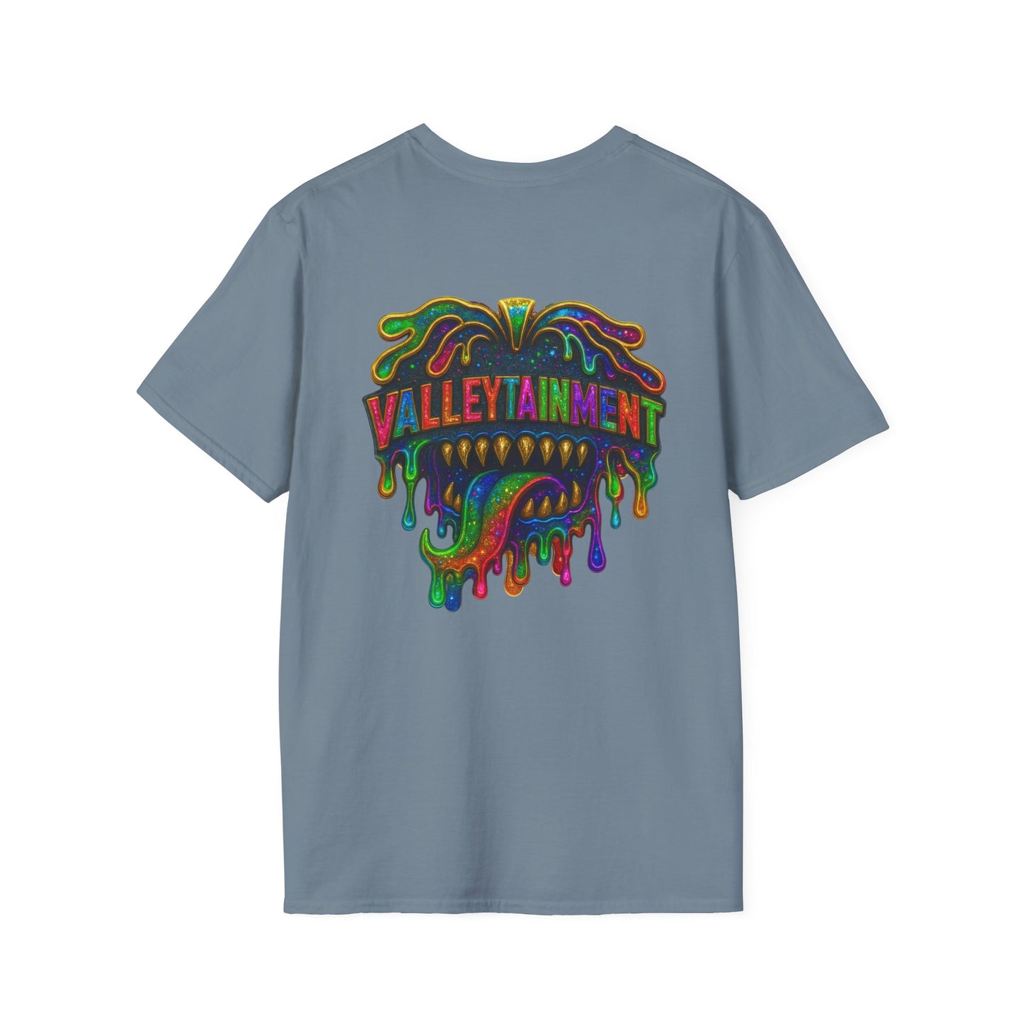 TRIP THA DEMON: The Rainbow-Spitting Streetwear Devil Taking Over the Culture
Valleytainment' Design on back Vibrant Unisex T-Shirt for Festivals, Streetwear, Gift