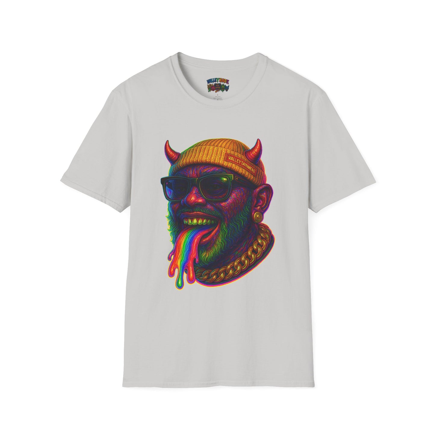TRIP THA DEMON: The Rainbow-Spitting Streetwear Devil Taking Over the Culture
Valleytainment' Design on back Vibrant Unisex T-Shirt for Festivals, Streetwear, Gift